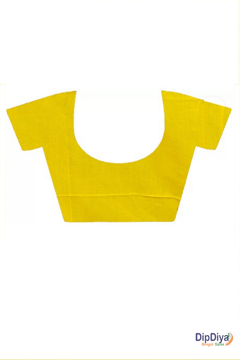 Yellow Red Pure Cotton Parag Embroidery Handloom saree (207)